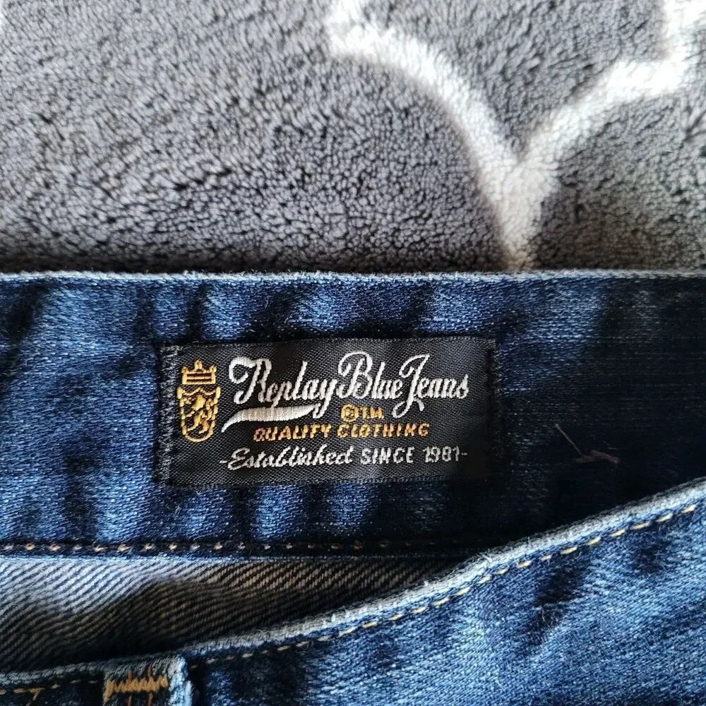 REPLAY R81 Mens Waitom Jeans Dark Blue W29 L32 Button Fly Selvedge Made In Italy